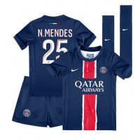 Fotbalové Dres Paris Saint-Germain Nuno Mendes #25 Dětské Domácí 2024-25 Krátký Rukáv (+ trenýrky)